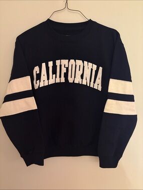 New York Popular California Crewneck Sweater - Navy Collegiate Varsity size M